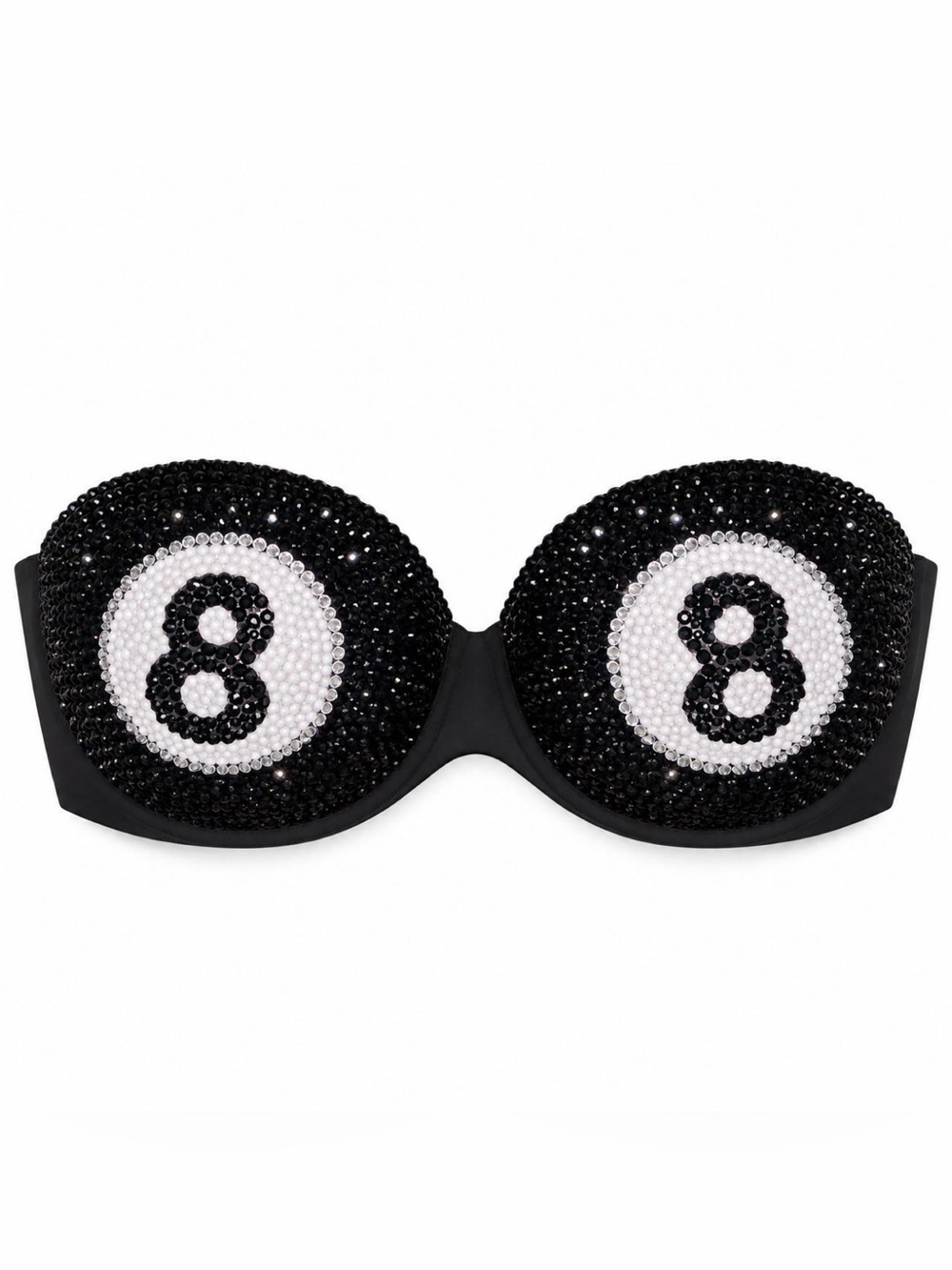 40B 8 Ball Crystal Design Rhinestone Glam Retro 90’s Bra Top New